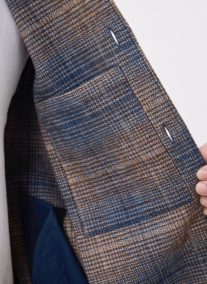 Men's Checked Overshirt: Luton - Cotton - Brown Multi | Percival