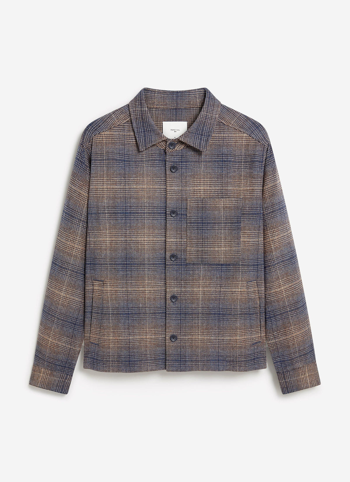 Men's Checked Overshirt: Luton - Cotton - Brown Multi | Percival