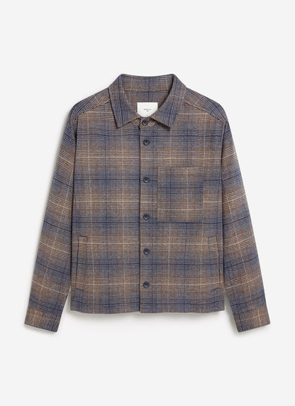 Men's Checked Overshirt: Luton - Cotton - Brown Multi | Percival