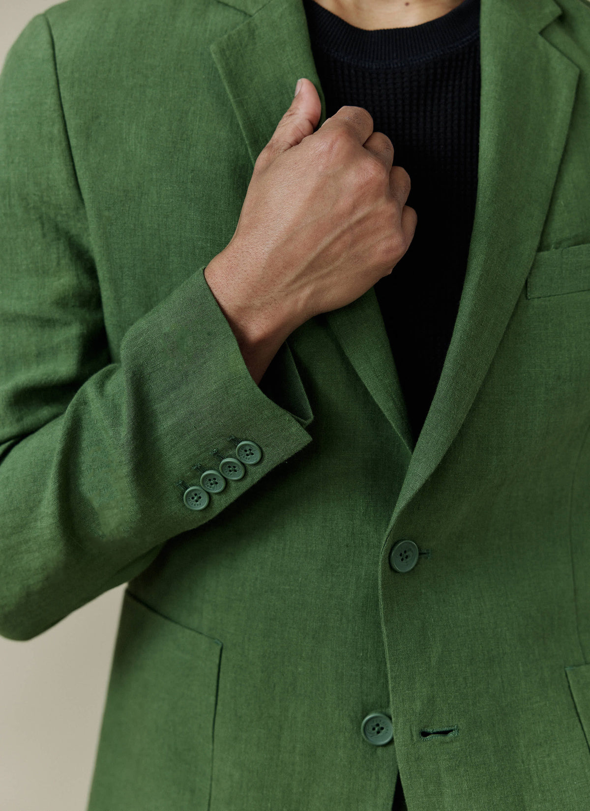 Men's Linen Blazer - Suit Jacket - Forest Green | Percival