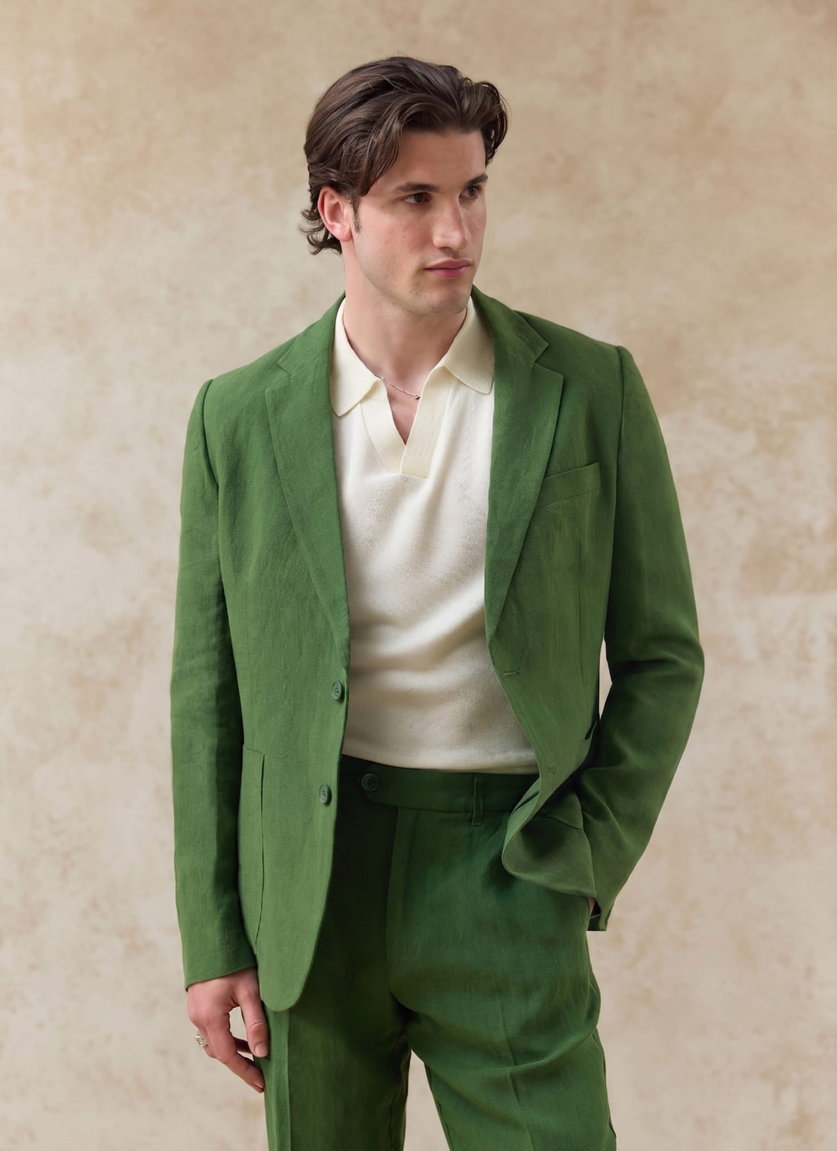 Men's Linen Blazer - Suit Jacket - Forest Green | Percival