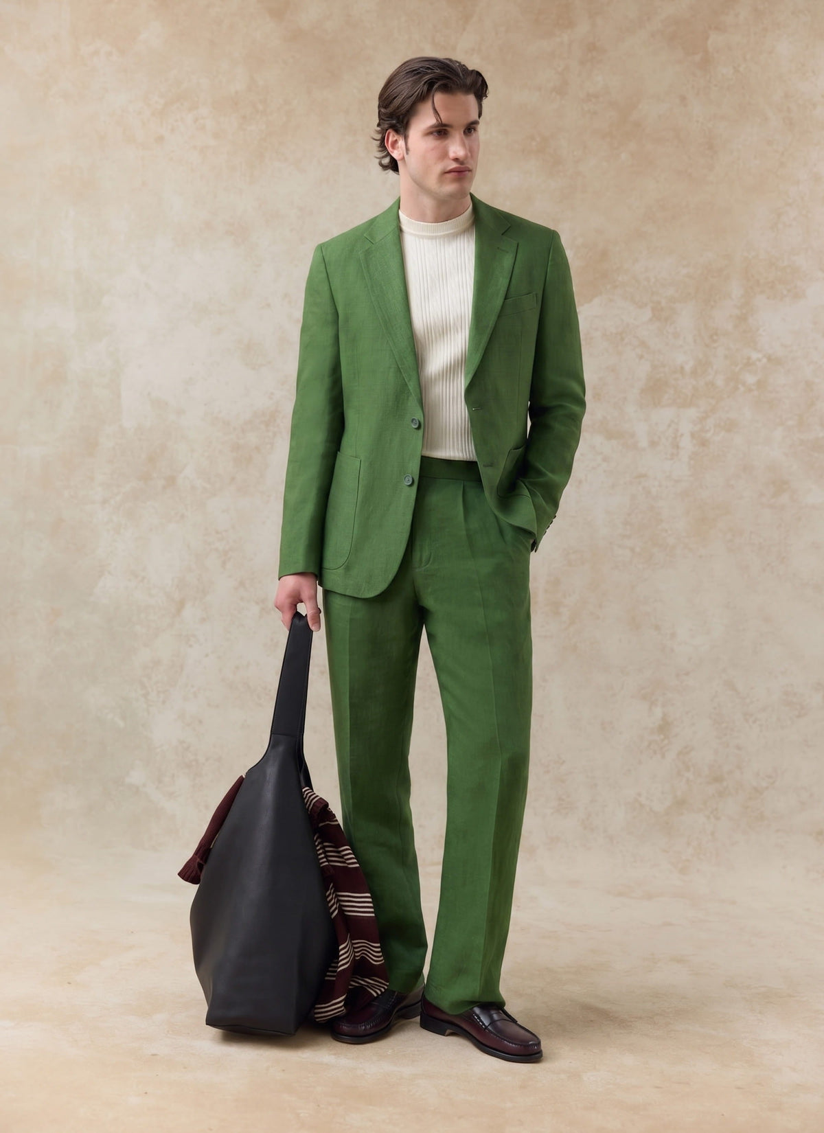 Men's Linen Blazer - Suit Jacket - Forest Green | Percival