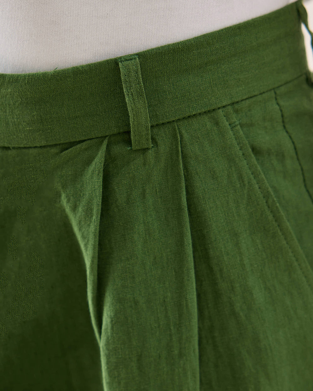 Men's Pleated Suit Trousers - Linen - Forest Green | Percival