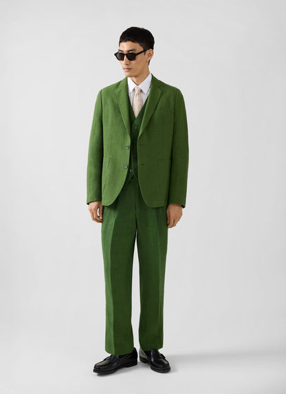 Men's Waistcoat - Linen - Forest Green | Percival