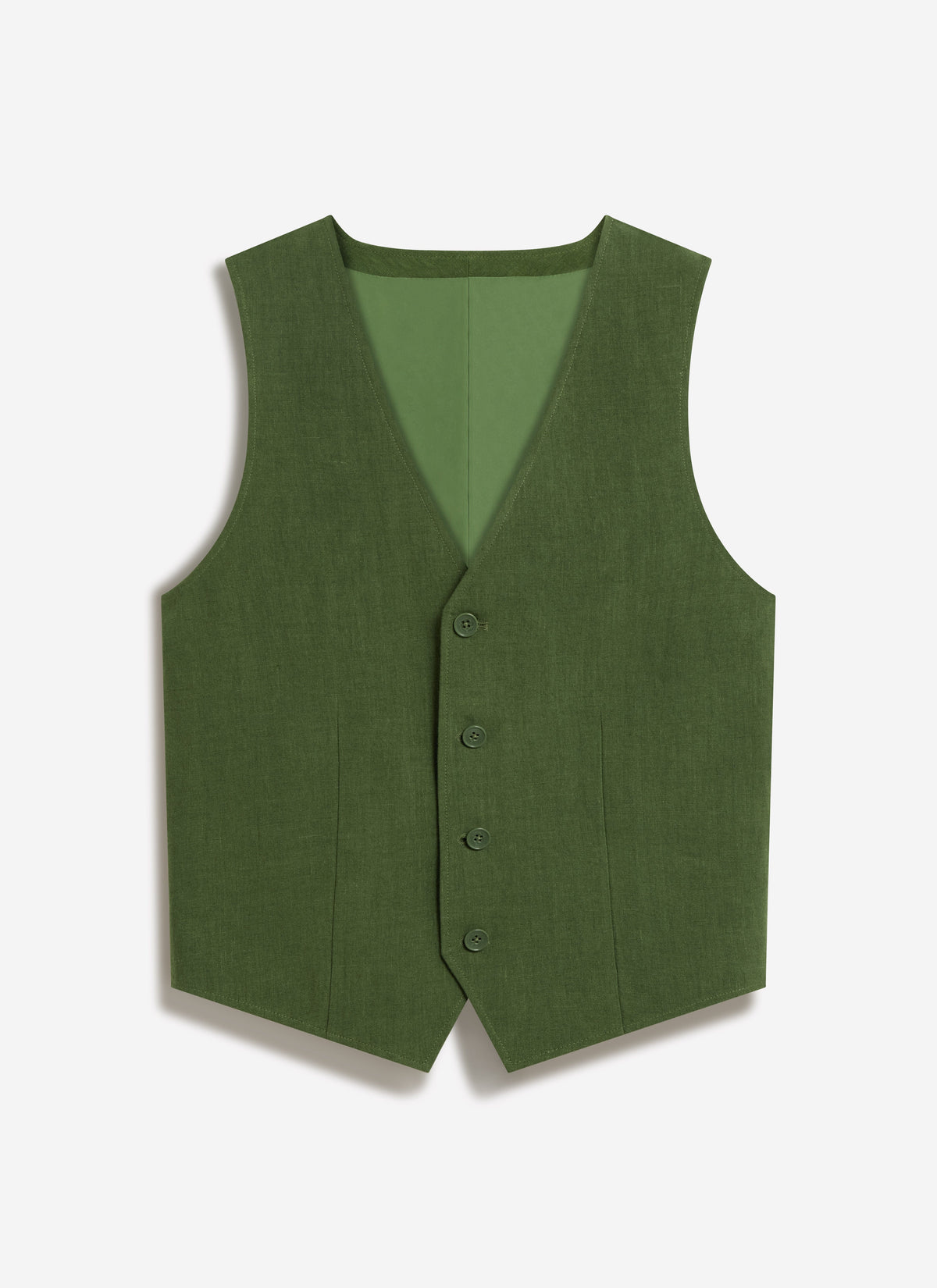 Men's Waistcoat - Linen - Forest Green | Percival