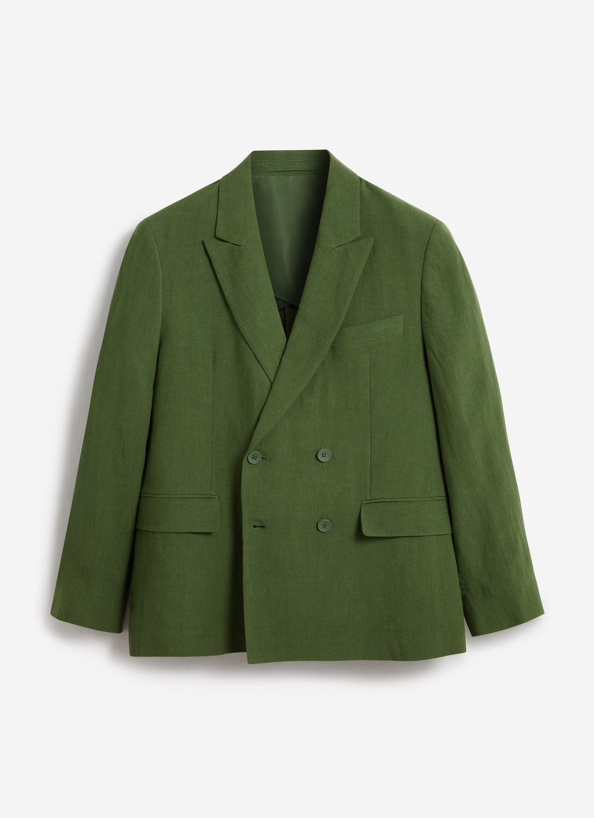 Men's Clifton Linen Double-Breasted Blazer - Forest Green | Percival