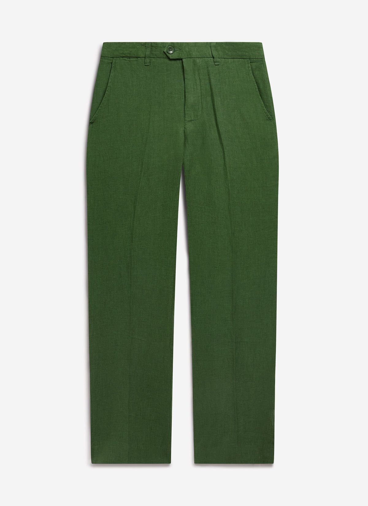Men's Tailored Linen Trousers - Straight Leg - Forest Green | Percival