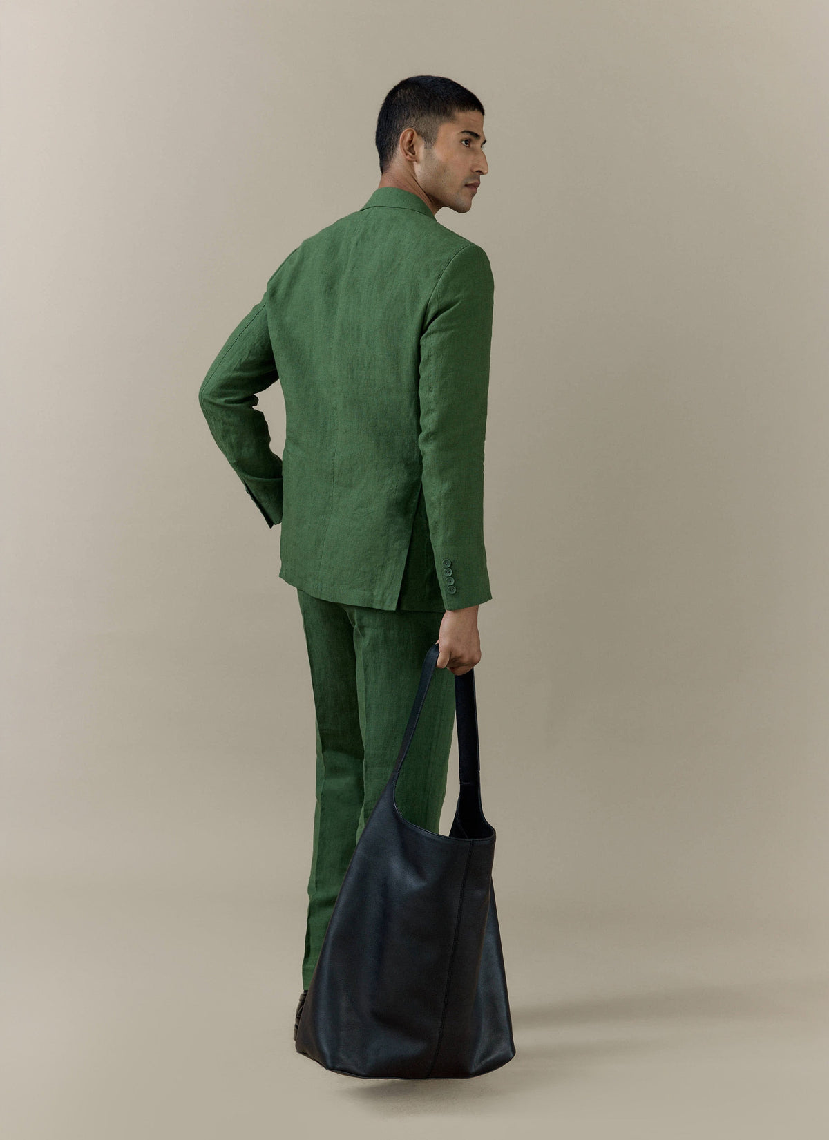 Men's Slim Fit Linen Blazer - Suit Jacket - Forest Green | Percival
