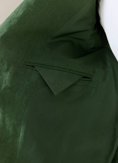 Men's Slim Fit Linen Blazer - Suit Jacket - Forest Green | Percival
