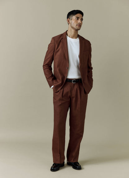 Men's Linen Blazer - Suit Jacket - Brown | Percival