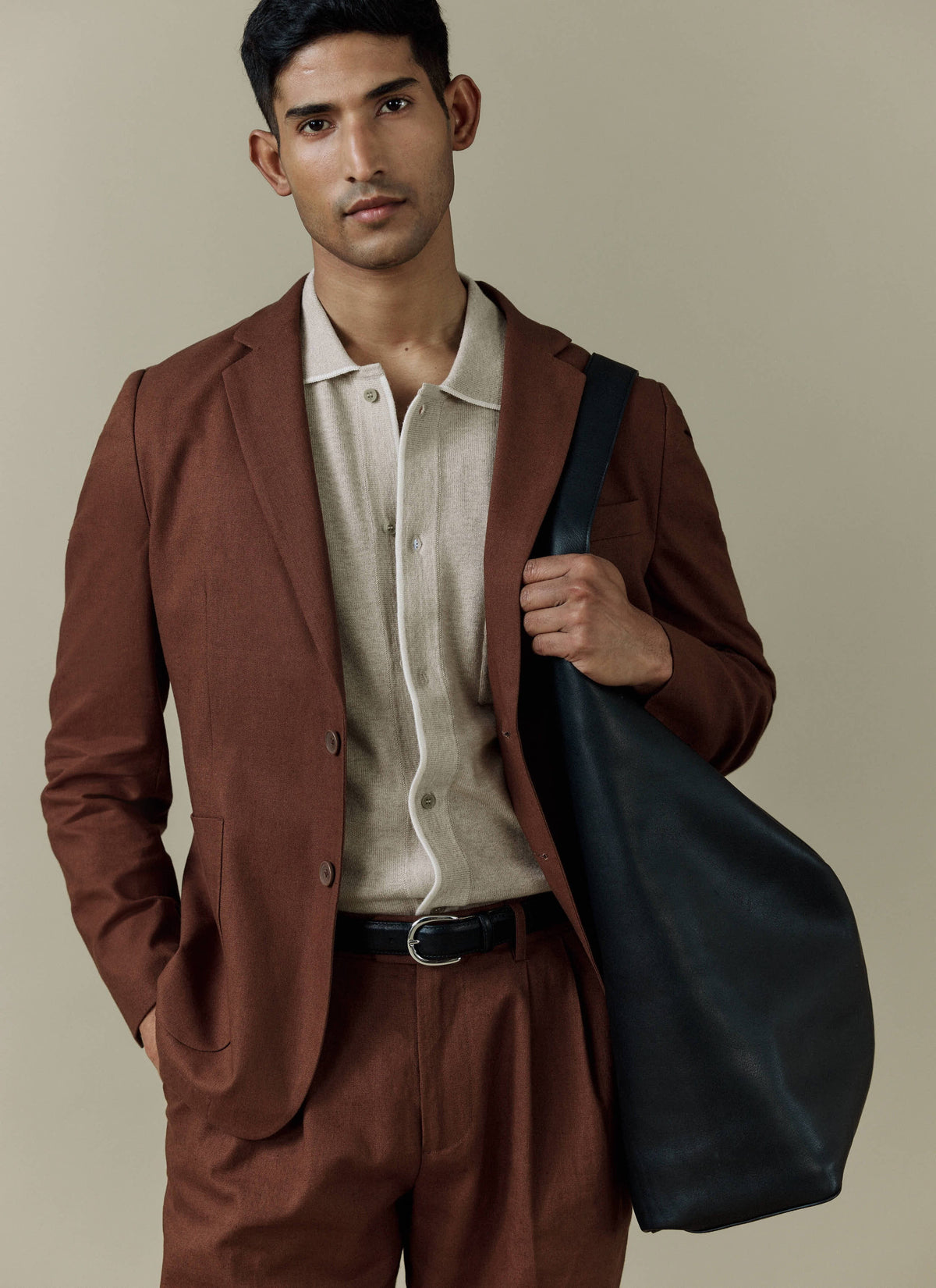 Men's Linen Blazer - Suit Jacket - Brown | Percival