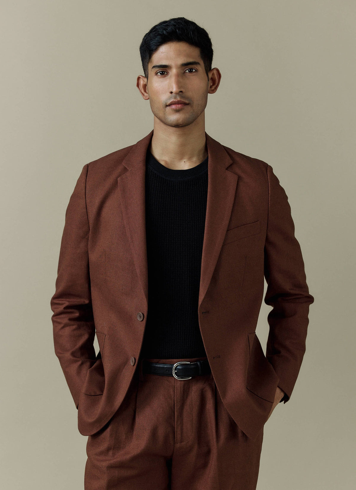 Men's Linen Blazer - Suit Jacket - Brown | Percival