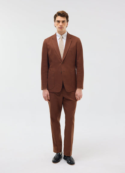 Men's Tailored Linen Trousers - Straight Leg - Brown | Percival
