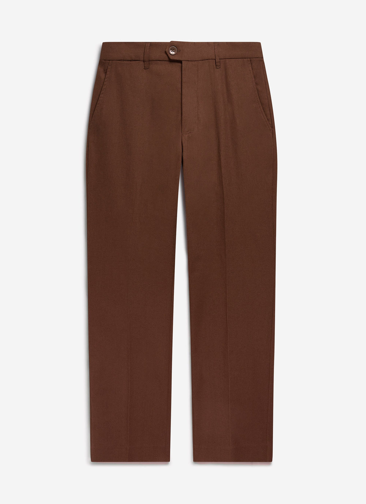Men's Tailored Linen Trousers - Straight Leg - Brown | Percival