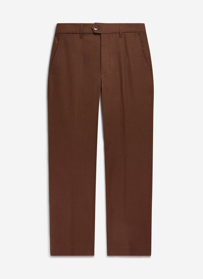 Men's Tailored Linen Trousers - Straight Leg - Brown | Percival
