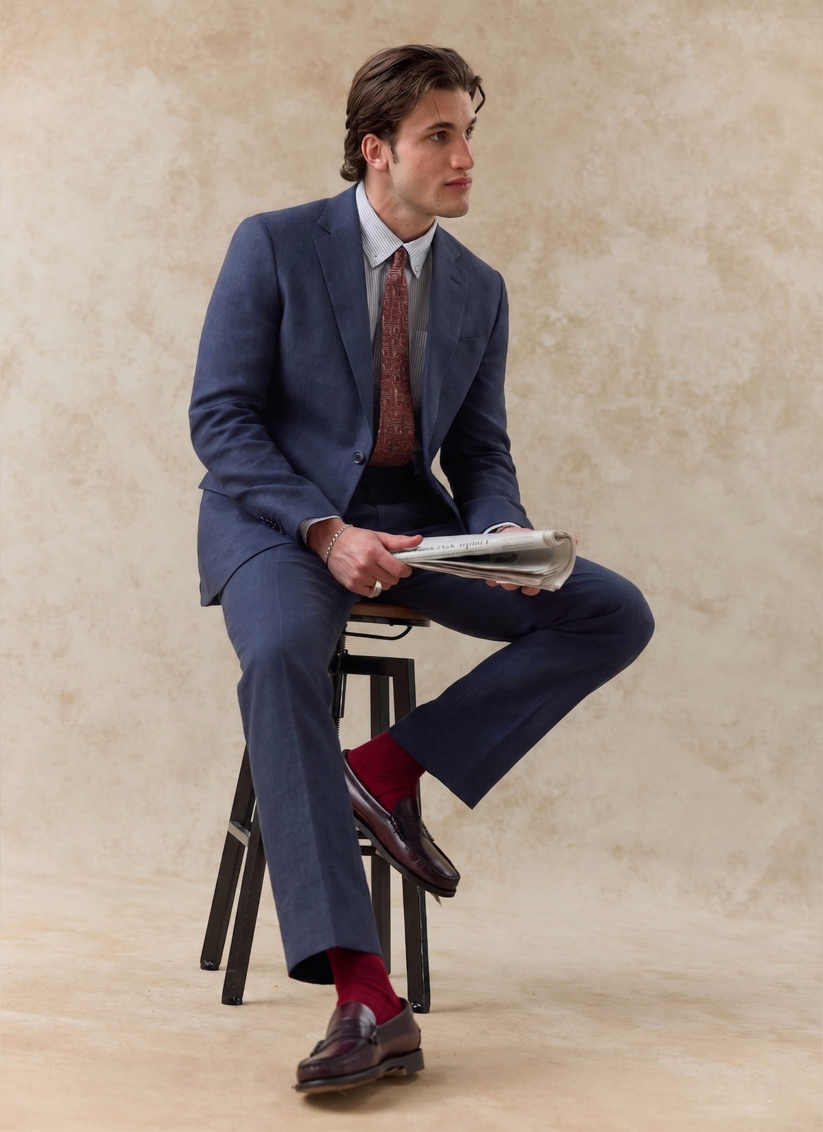 Men's Linen Blazer - Suit Jacket - Navy Blue | Percival