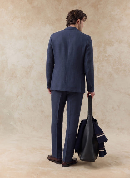 Men's Linen Blazer - Suit Jacket - Navy Blue | Percival