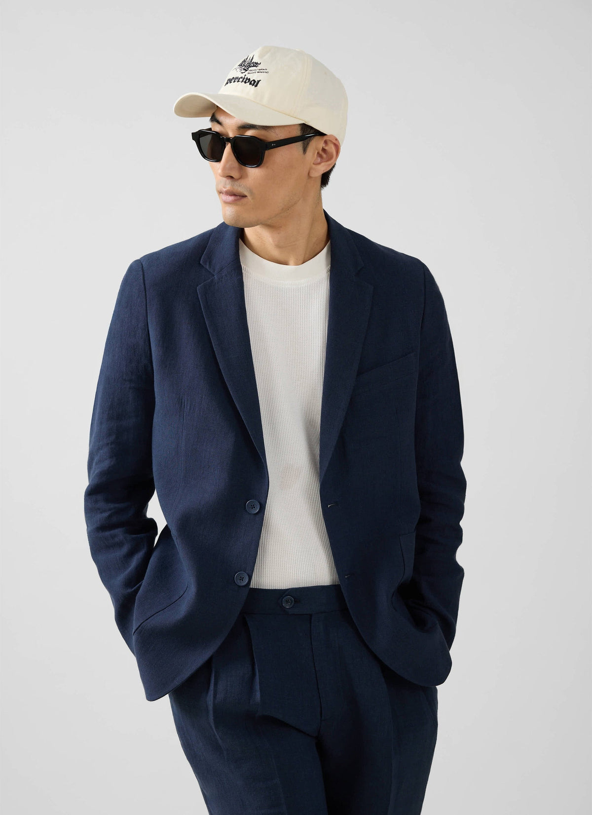Men's Linen Blazer - Suit Jacket - Navy Blue | Percival