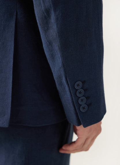 Men's Linen Blazer - Suit Jacket - Navy Blue | Percival
