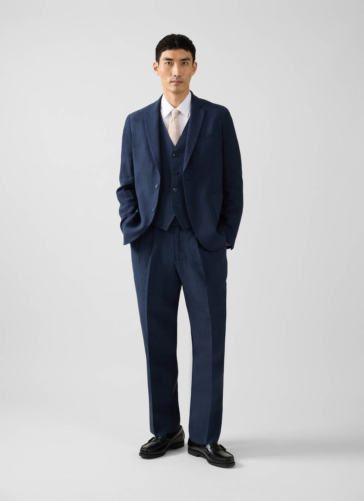 Men's Linen Blazer - Suit Jacket - Navy Blue | Percival