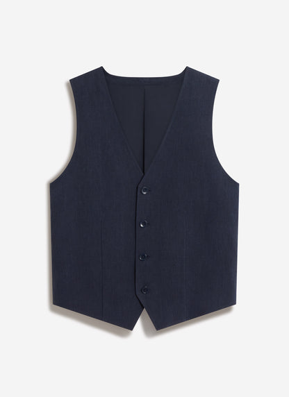 Men's Waistcoat - Linen - Navy Blue | Percival