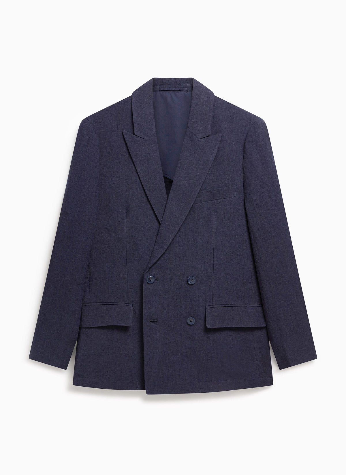 Percival Men's Linen Double Breasted Blazer - Wedding Suit Jacket - Navy Blue | Percival