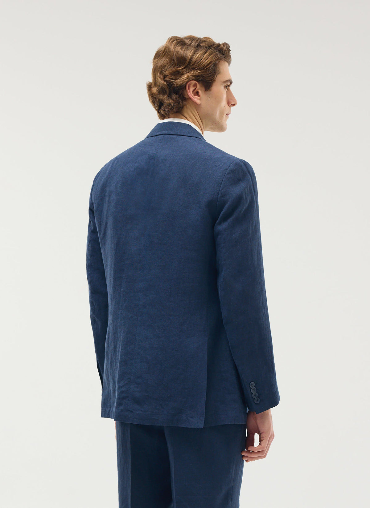 Percival Men's Linen Double Breasted Blazer - Wedding Suit Jacket - Navy Blue | Percival