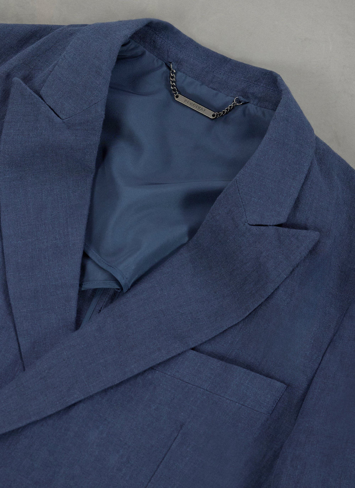 Percival Men's Linen Double Breasted Blazer - Wedding Suit Jacket - Navy Blue | Percival