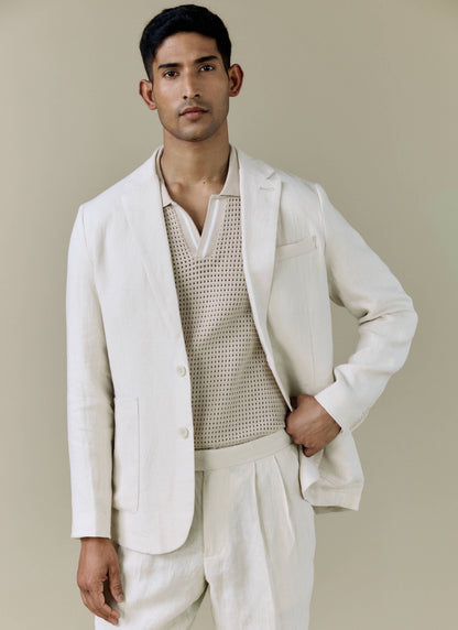 Men's Linen Blazer - Suit Jacket - Cream | Percival