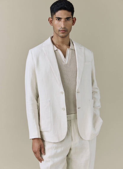 Men's Linen Blazer - Suit Jacket - Cream | Percival