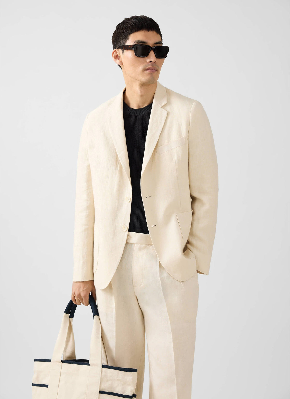 Men's Linen Blazer - Suit Jacket - Cream | Percival