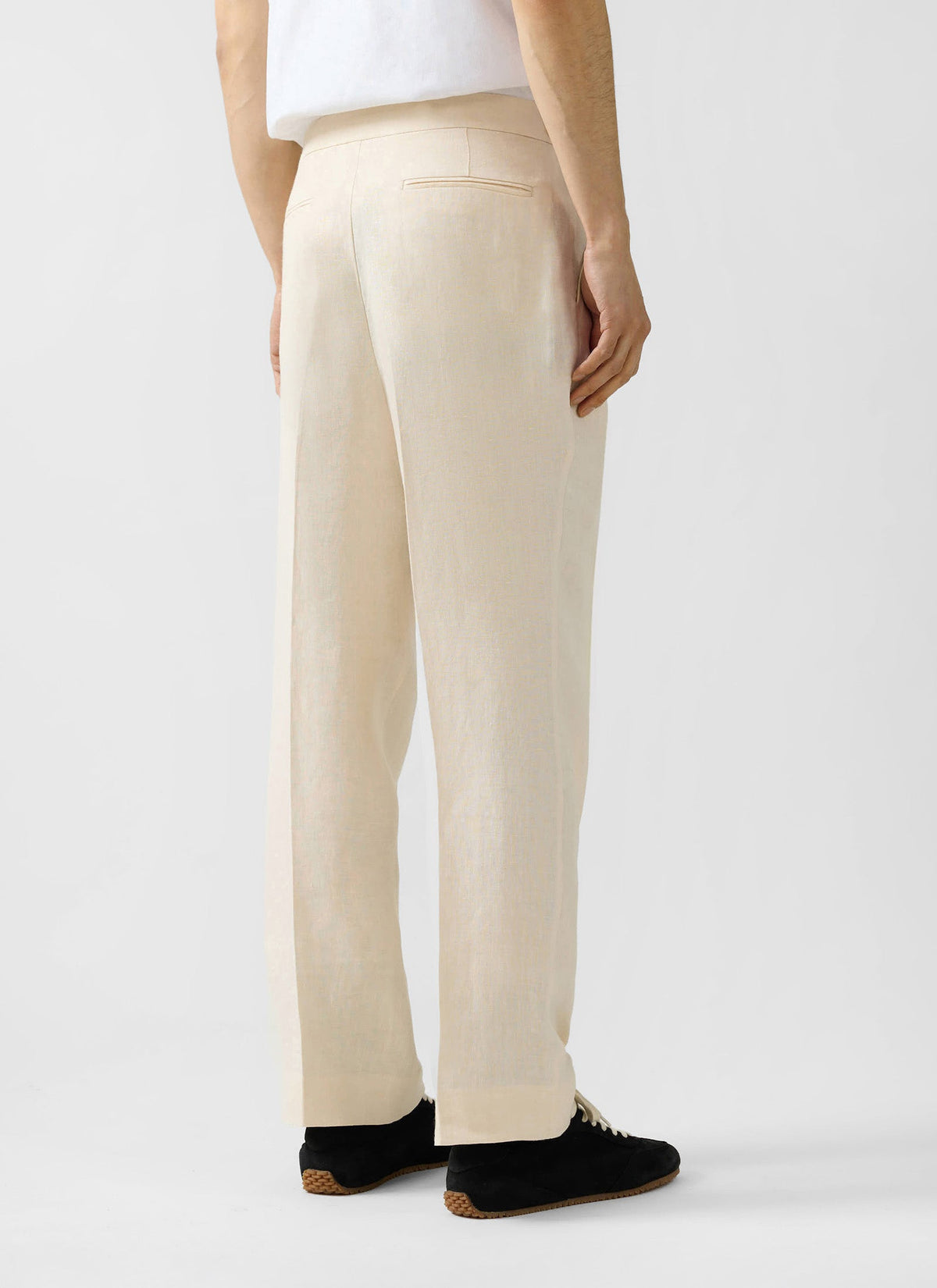 Men's Pleated Suit Trousers - Linen - Cream | Percival