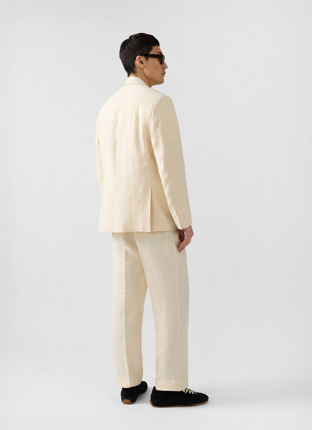 Men's Linen Double Breasted Blazer: Clifton - Cream | Percival
