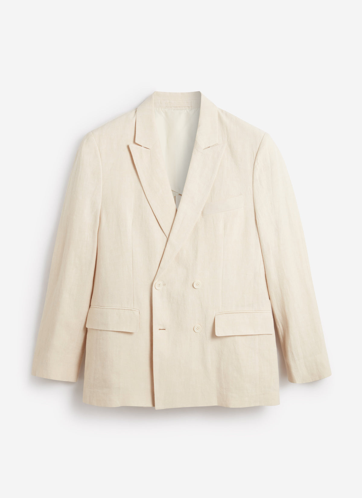 Men's Linen Double Breasted Blazer: Clifton - Cream | Percival
