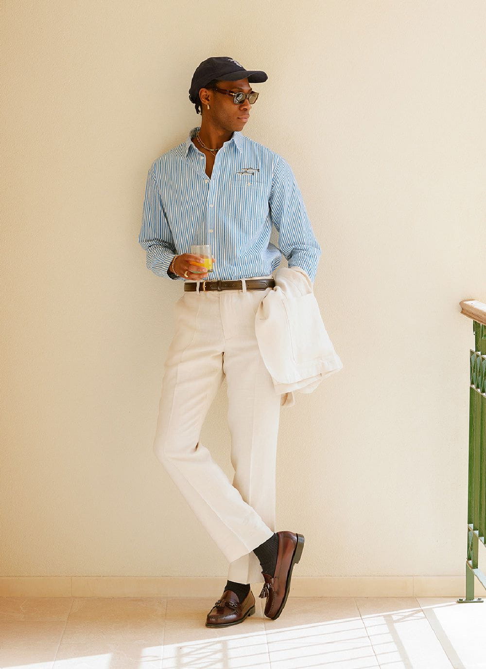 Men's Tailored Linen Trousers - Straight Leg - Cream | Percival