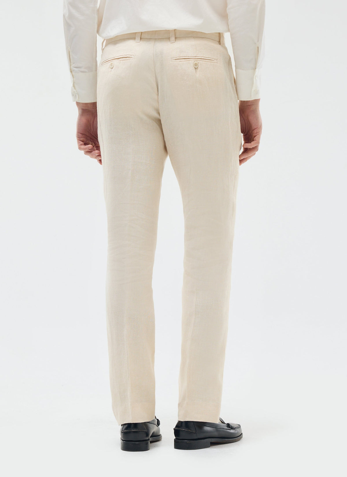 Men's Tailored Linen Trousers - Straight Leg - Cream | Percival