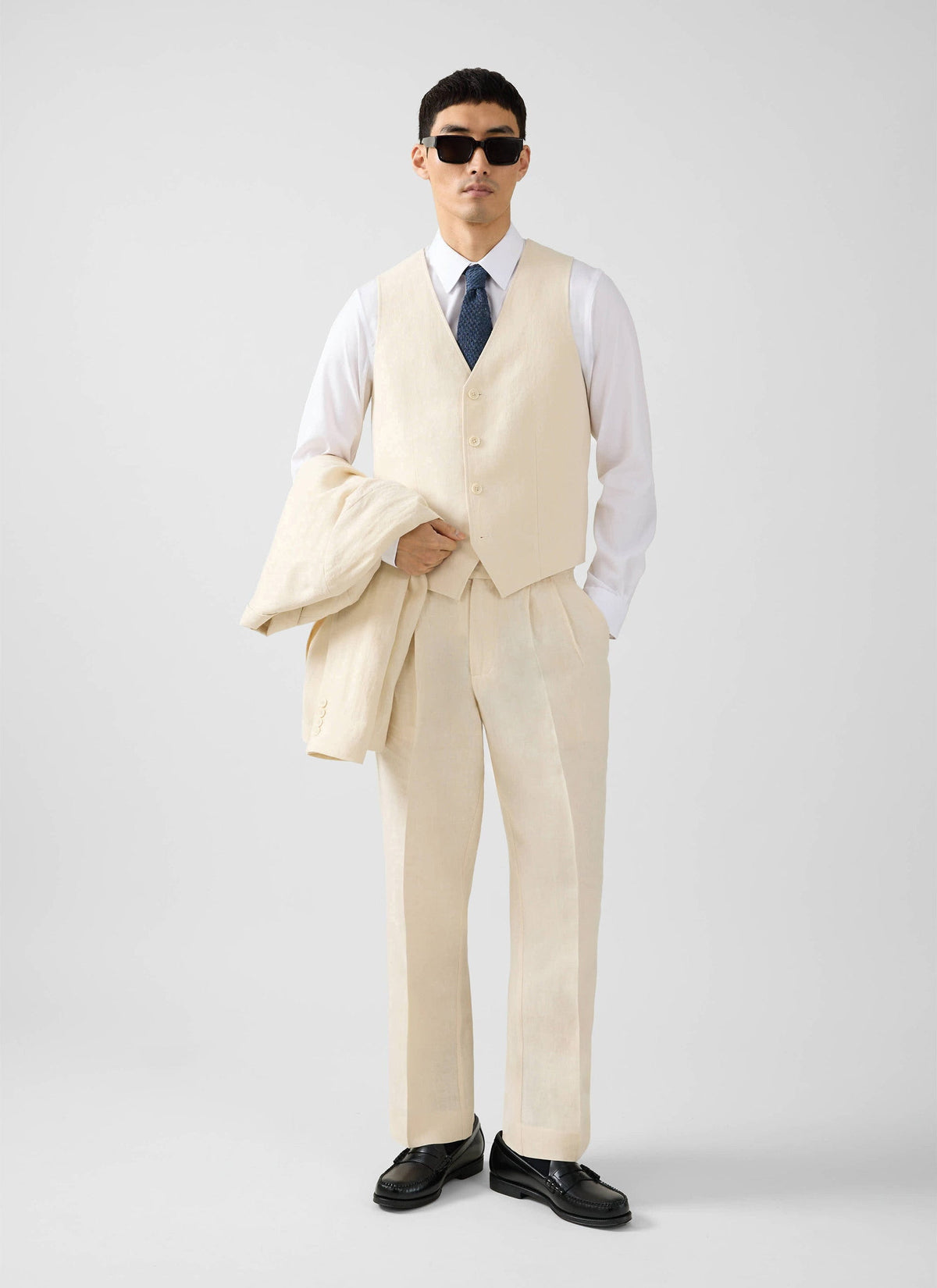 Men's Waistcoat - Linen - Cream | Percival