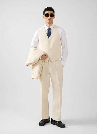 Men's Waistcoat - Linen - Cream | Percival