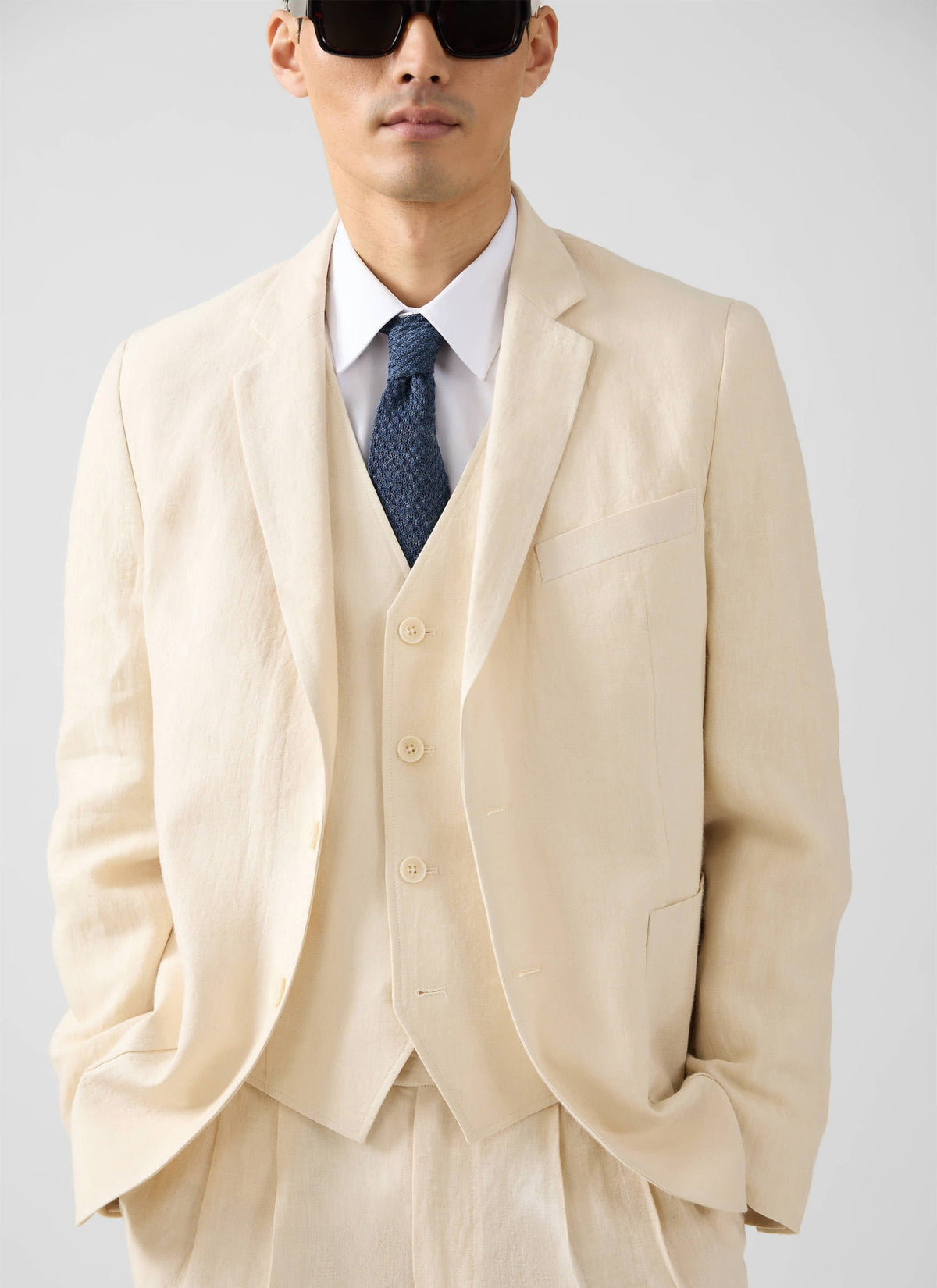 Men's Waistcoat - Linen - Cream | Percival