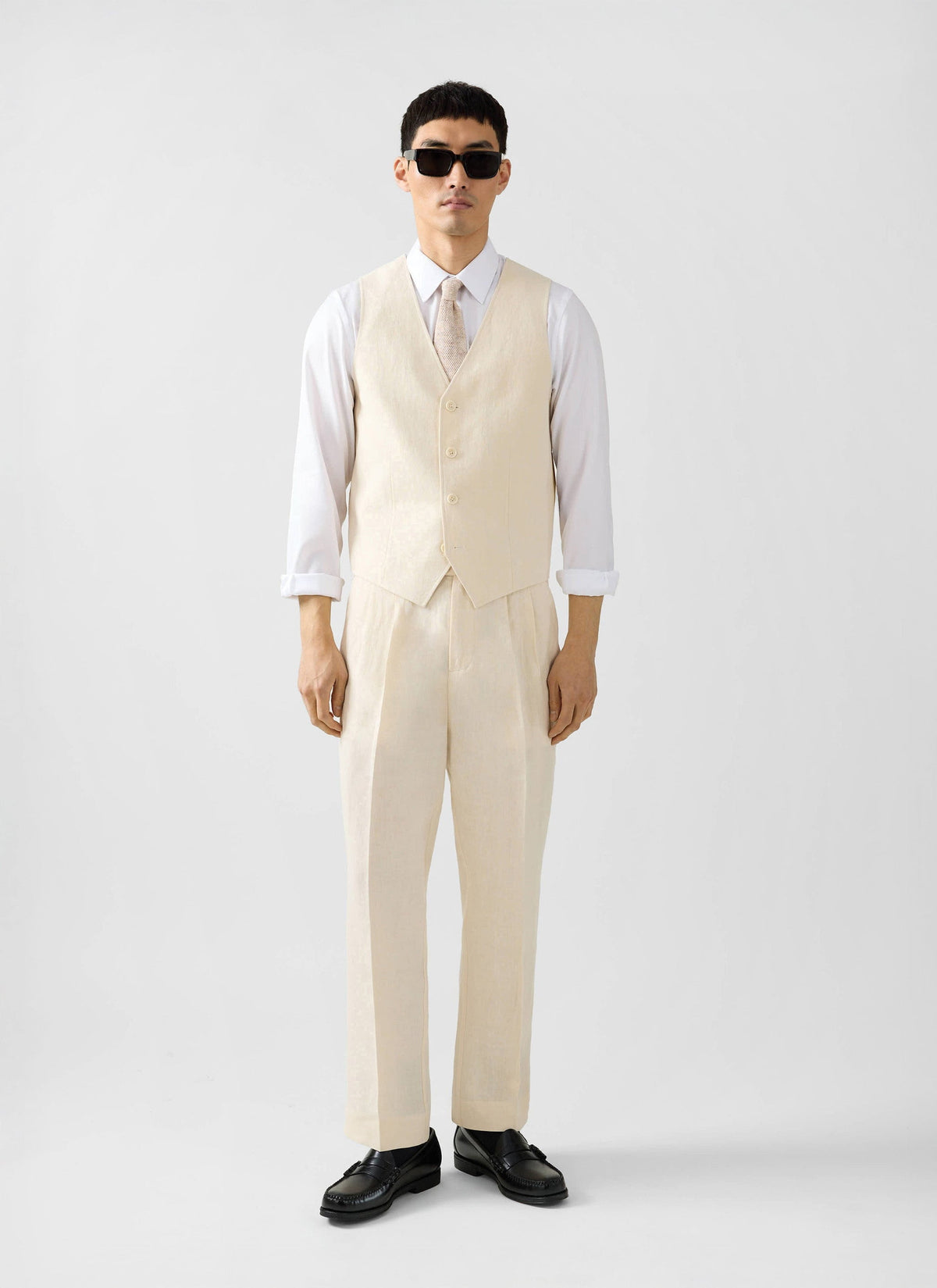 Men's Waistcoat - Linen - Cream | Percival