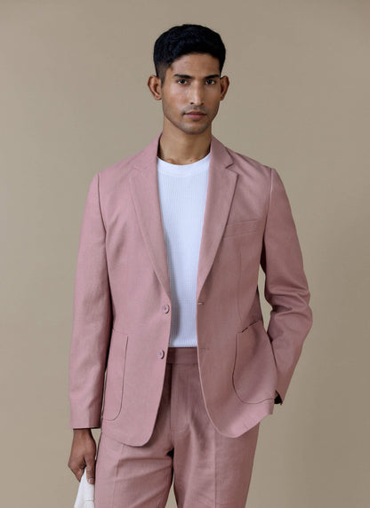 Men's Dusty Pink Tailored Blazer - Linen | Percival