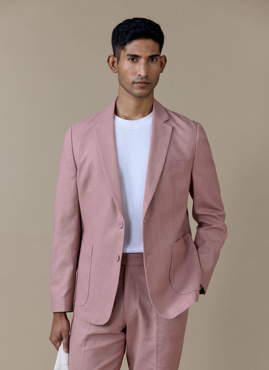 Men's Dusty Pink Tailored Blazer - Linen | Percival