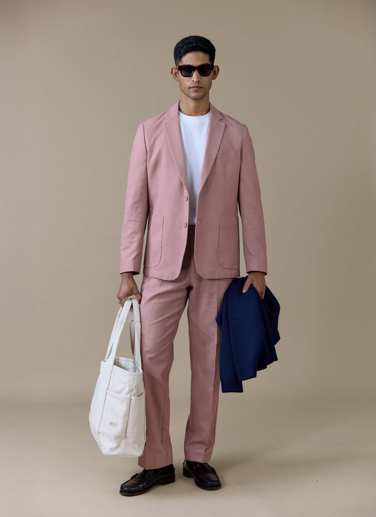 Men's Dusty Pink Tailored Blazer - Linen | Percival