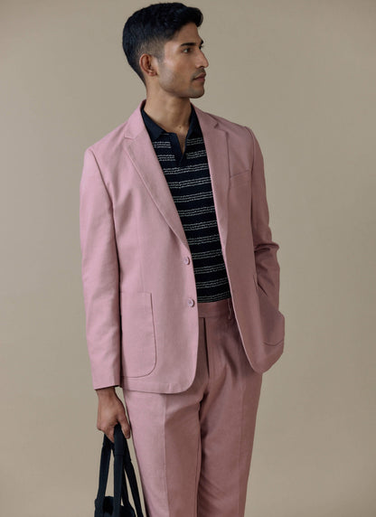 Men's Dusty Pink Tailored Blazer - Linen | Percival