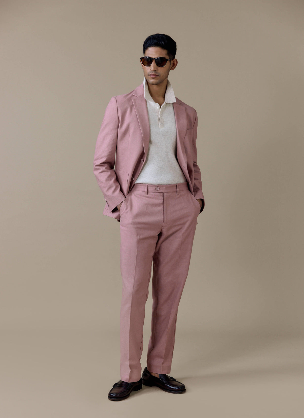 Men's Dusty Pink Tailored Blazer - Linen | Percival