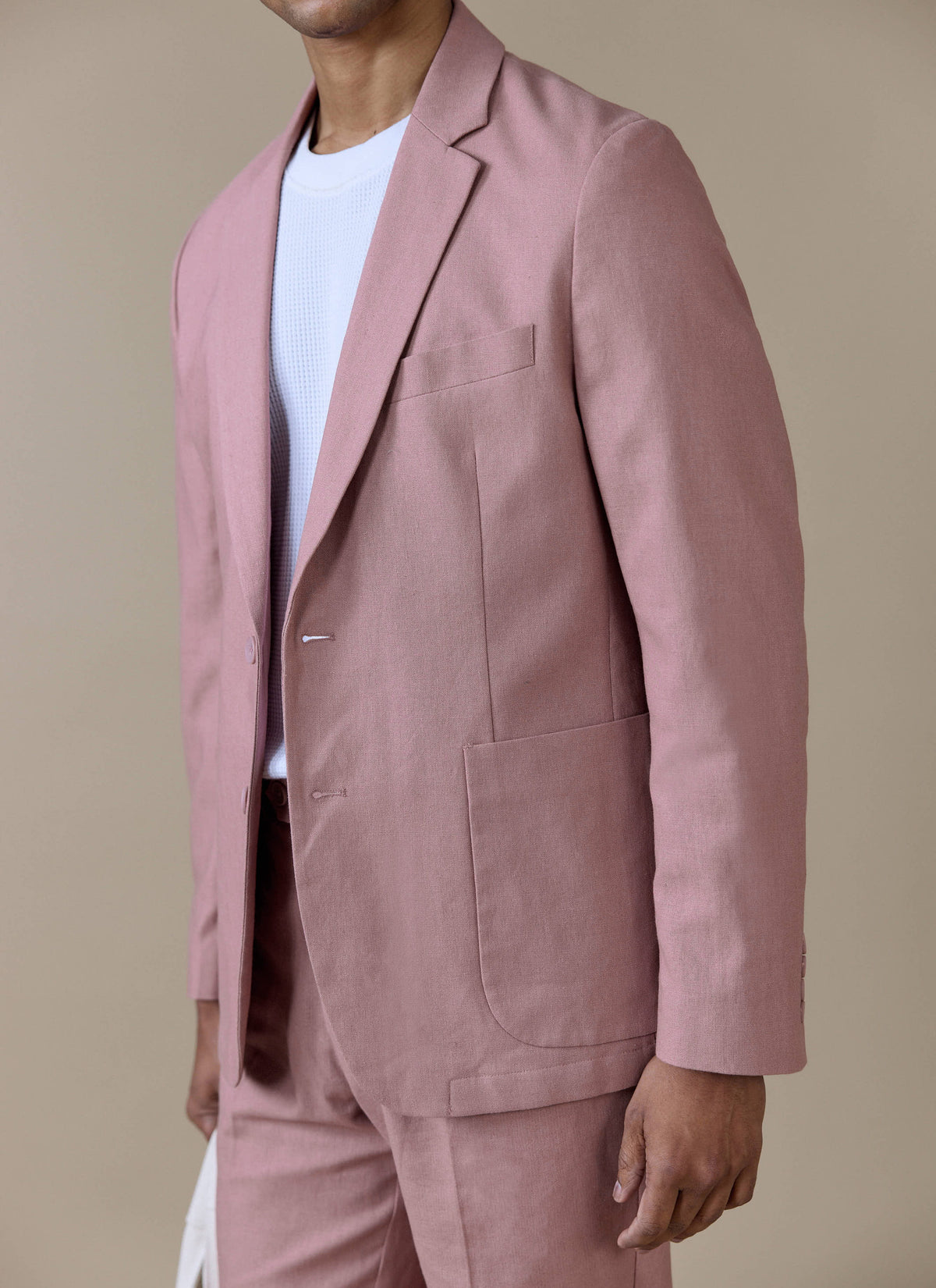 Men's Dusty Pink Tailored Blazer - Linen | Percival