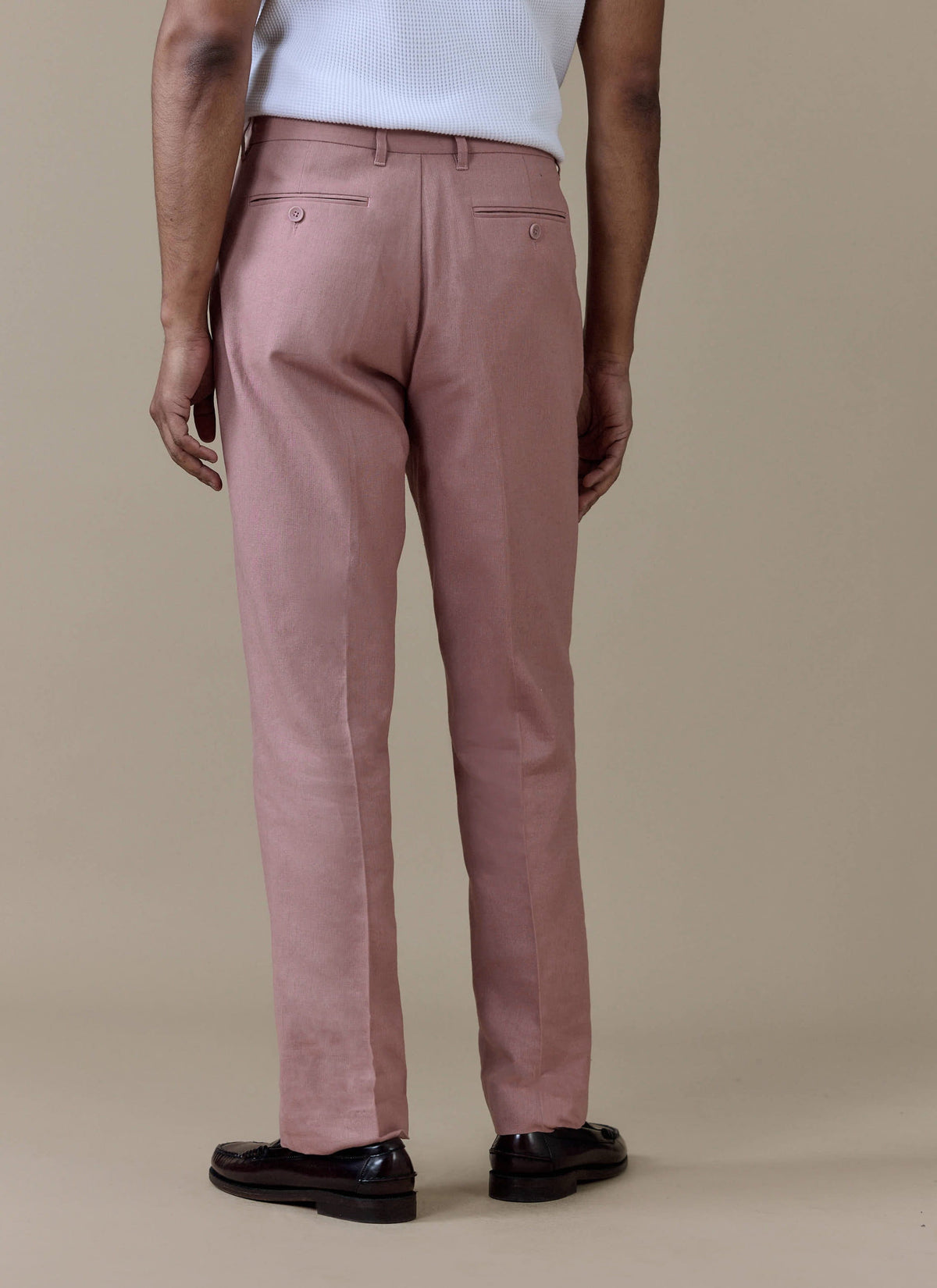 Men's Dusty Pink Tailored Trousers - Linen Blend | Percival