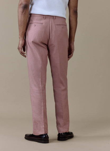 Men's Dusty Pink Tailored Trousers - Linen Blend | Percival