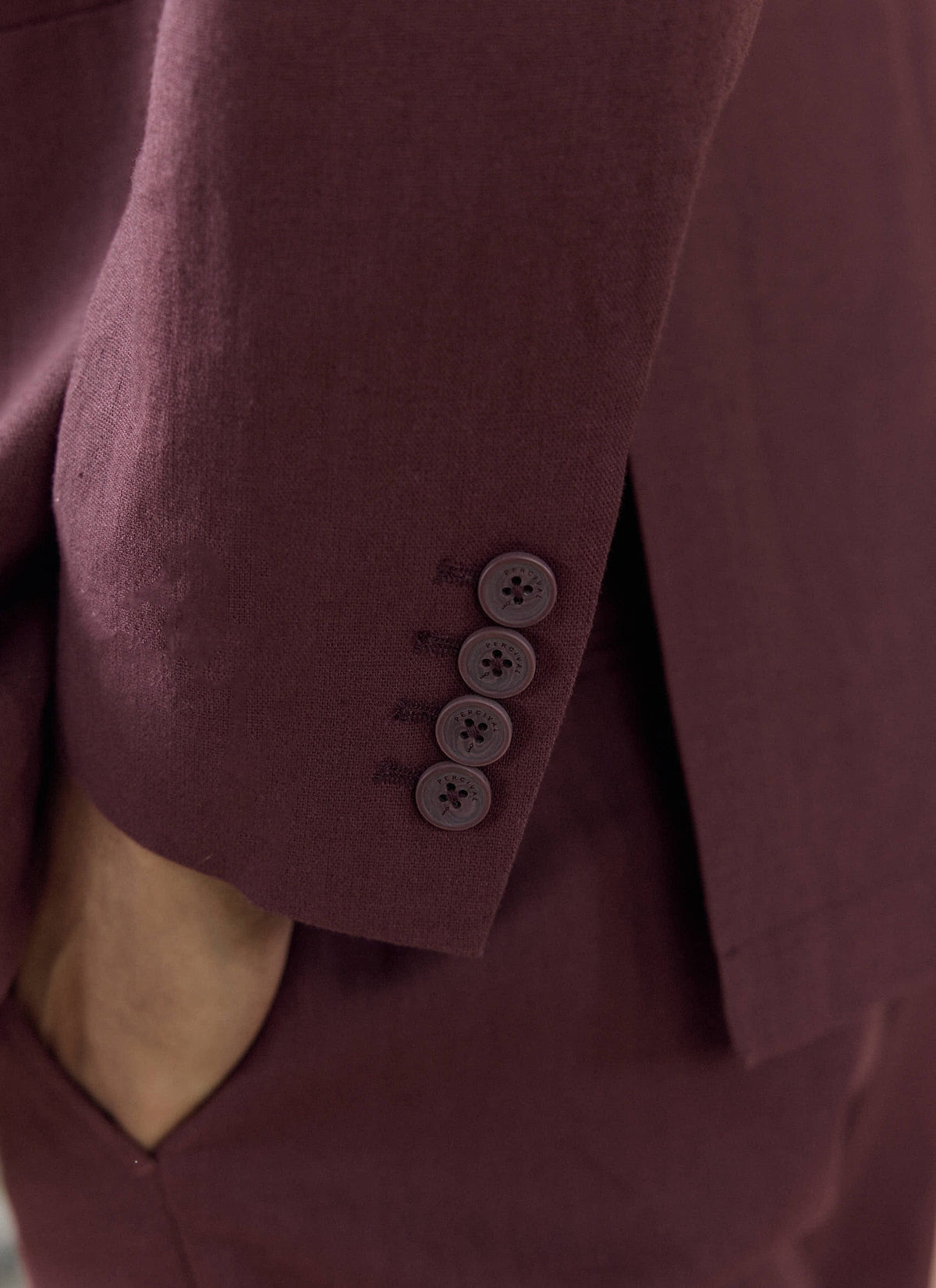 Men's Burgundy Tailored Blazer - Linen Blend | Percival