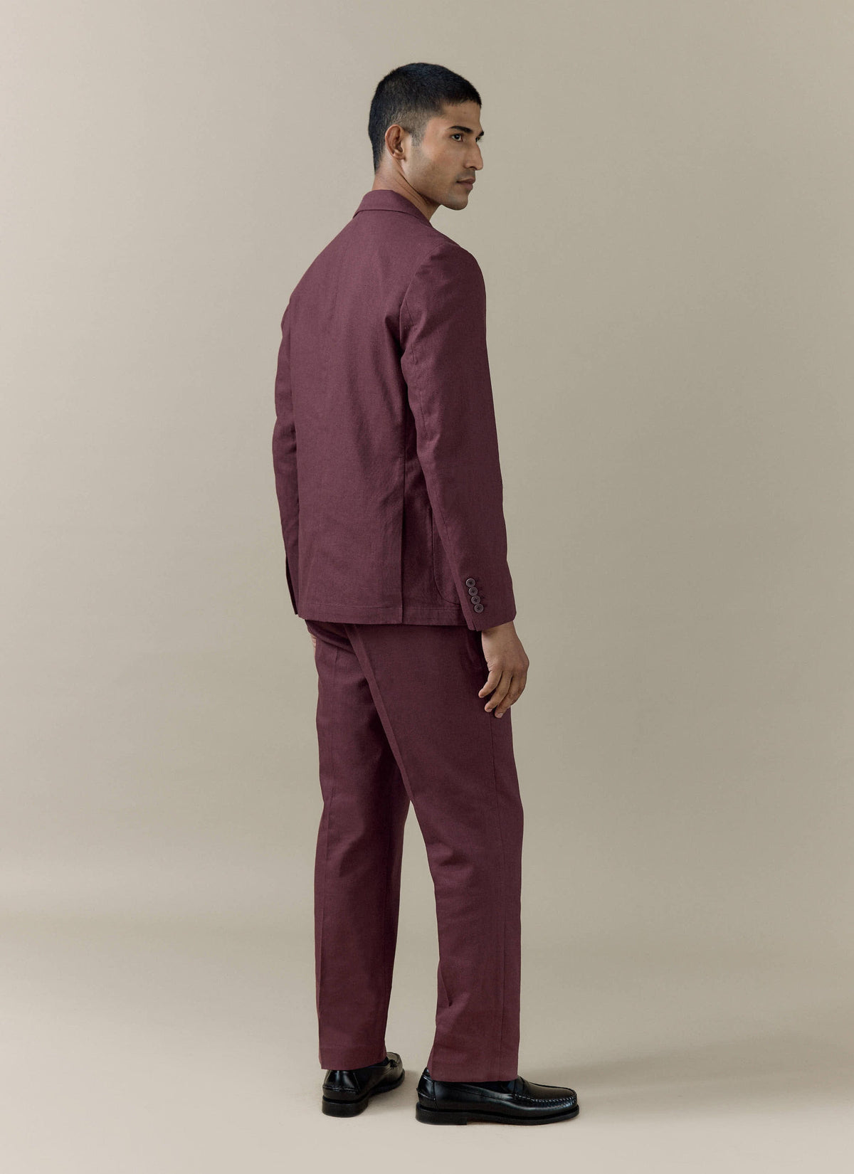 Men's Burgundy Tailored Blazer - Linen Blend | Percival